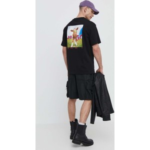 Czarny t-shirt Hugo Boss z bawełny z nadrukiem w młodzieżowym stylu