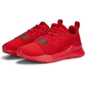 Czerwone buty sportowe Puma w młodzieżowym stylu z płaską podeszwą