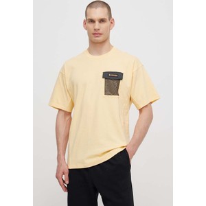 Żółty t-shirt Columbia z bawełny z krótkim rękawem
