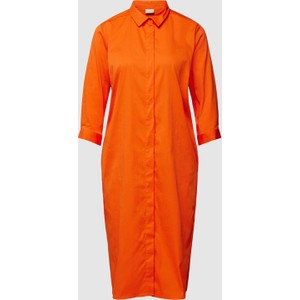Pomarańczowa sukienka Peek&Cloppenburg w stylu casual z długim rękawem z kołnierzykiem