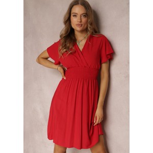 Czerwona sukienka Renee w stylu casual kopertowa z dekoltem w kształcie litery v