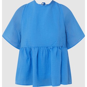 Niebieska bluzka ModstrÖm z okrągłym dekoltem z krótkim rękawem w stylu casual