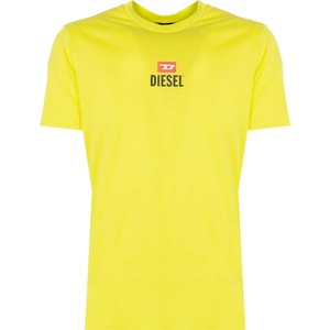 Żółty t-shirt Diesel z bawełny w młodzieżowym stylu