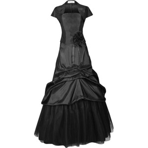 Czarna sukienka Fokus z krótkim rękawem z tiulu maxi