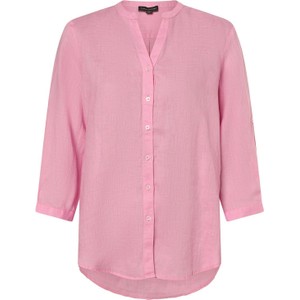 Różowa bluzka Franco Callegari z długim rękawem z dekoltem w kształcie litery v w stylu casual