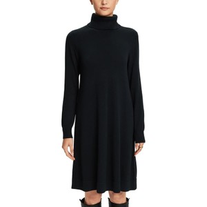 Czarna sukienka Esprit z długim rękawem mini z golfem