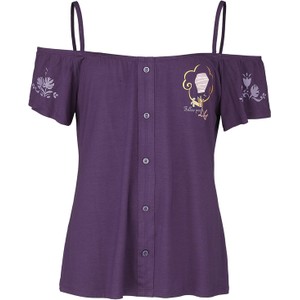 Fioletowa bluzka Emp z okrągłym dekoltem z krótkim rękawem