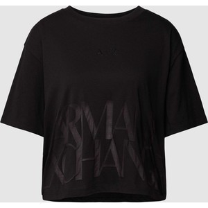 Czarny t-shirt Armani Exchange z okrągłym dekoltem w stylu casual