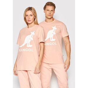 Różowy t-shirt Kangol w młodzieżowym stylu