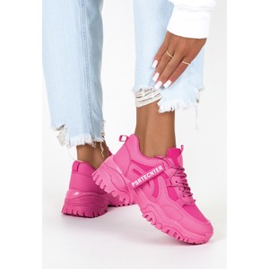 Różowe buty sportowe Casu w sportowym stylu z płaską podeszwą sznurowane