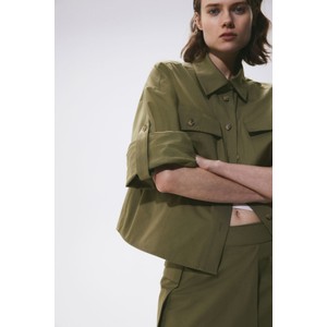Zielona koszula H & M w stylu casual z kołnierzykiem z tkaniny