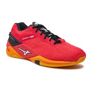 Czerwone buty sportowe Mizuno sznurowane w sportowym stylu