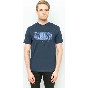 Niebieski t-shirt Armani Exchange z krótkim rękawem