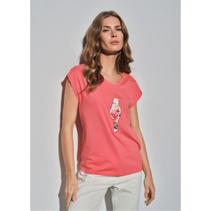 Różowy t-shirt Ochnik w stylu casual
