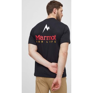Czarny t-shirt Marmot z nadrukiem z krótkim rękawem