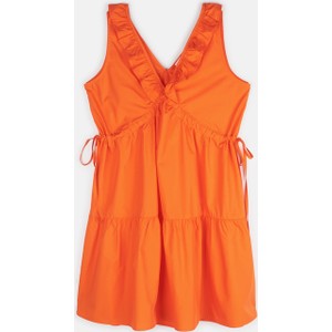 Pomarańczowa sukienka Gate z bawełny oversize z dekoltem w kształcie litery v
