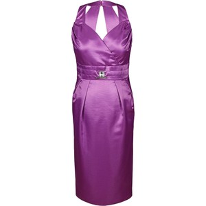Fioletowa sukienka Fokus z dekoltem w kształcie litery v ołówkowa