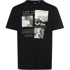 Czarny t-shirt Tom Tailor z krótkim rękawem w młodzieżowym stylu z bawełny