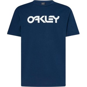 Niebieski t-shirt Oakley z wełny w młodzieżowym stylu z krótkim rękawem