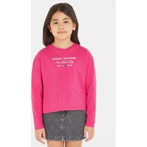 Różowa bluzka dziecięca Tommy Hilfiger dla dziewczynek z długim rękawem