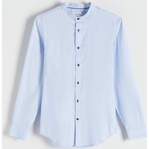 Niebieska koszula Reserved ze stójką z tkaniny
