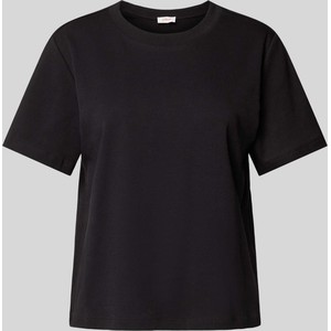 Czarna bluzka S.Oliver z krótkim rękawem z bawełny w stylu casual
