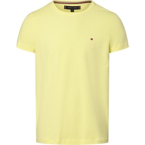 Żółty t-shirt Tommy Hilfiger z krótkim rękawem z dżerseju