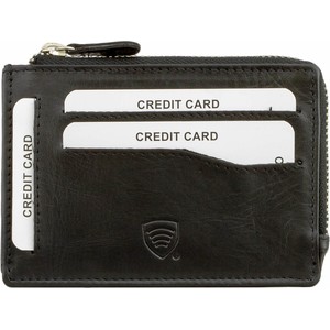 Czarny portfel męski Koruma na karty kredytowe ze skóry