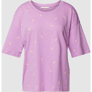 Różowy t-shirt Esprit z bawełny