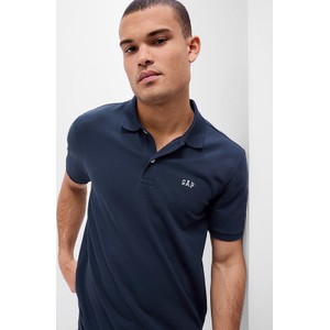 Niebieska koszulka polo Gap z krótkim rękawem z bawełny w stylu casual