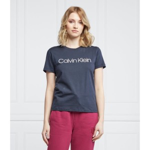 Granatowy t-shirt Calvin Klein z krótkim rękawem w młodzieżowym stylu