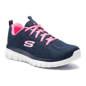 Granatowe buty sportowe Skechers z płaską podeszwą