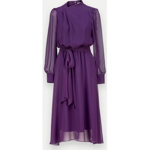 Fioletowa sukienka Molton w stylu casual z długim rękawem midi