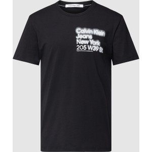 Czarny t-shirt Calvin Klein w młodzieżowym stylu z bawełny z nadrukiem