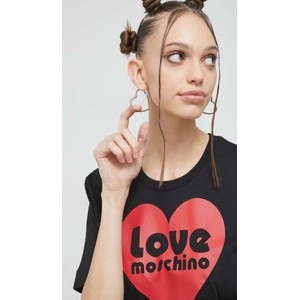 Czarna bluzka Love Moschino w młodzieżowym stylu z krótkim rękawem z dzianiny