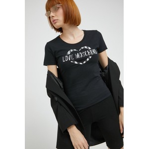 Czarny t-shirt Love Moschino z okrągłym dekoltem